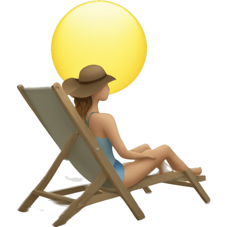 Femme Trentenaire sur un transat au soleil emoji