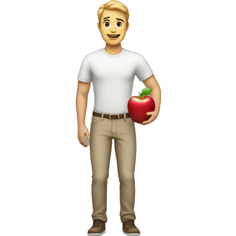 Full body one man with apple emoji