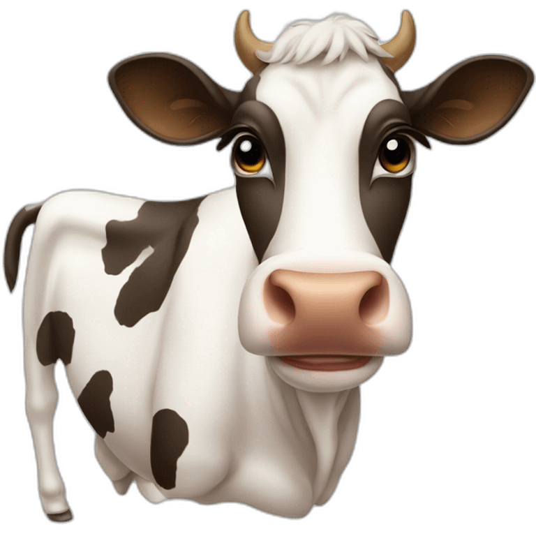 A cow with chad face emoji