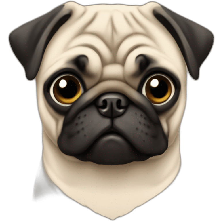 pug wearing a t-shirt emoji