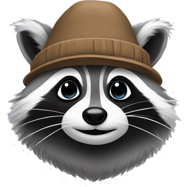 raccoon with a fluffy hat emoji