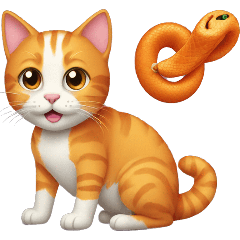 Orange cat with toy snake  emoji