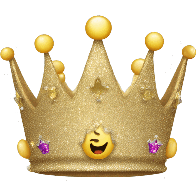 glittery crown with happy emotions on it, give it a smile emoji