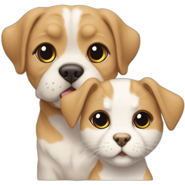 Scottish fold cat and a dog together  emoji