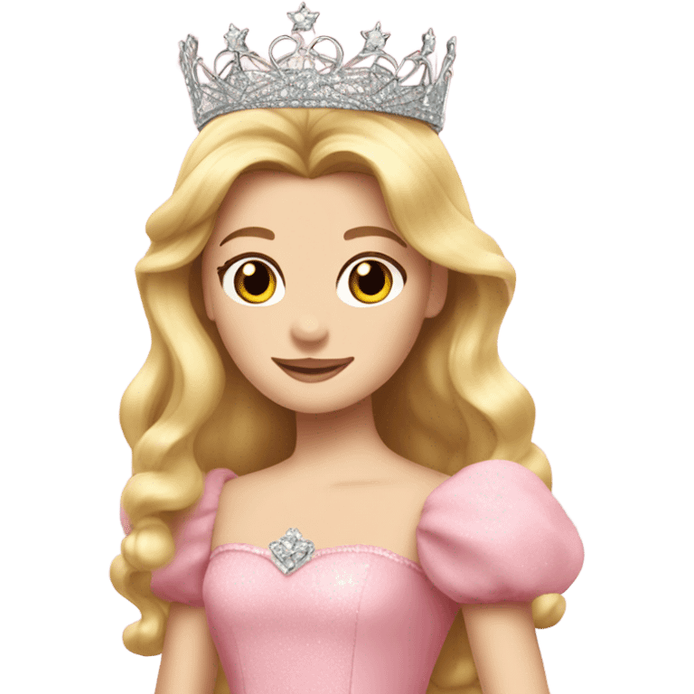 Glinda the good pink dress long blonde hair crown emoji