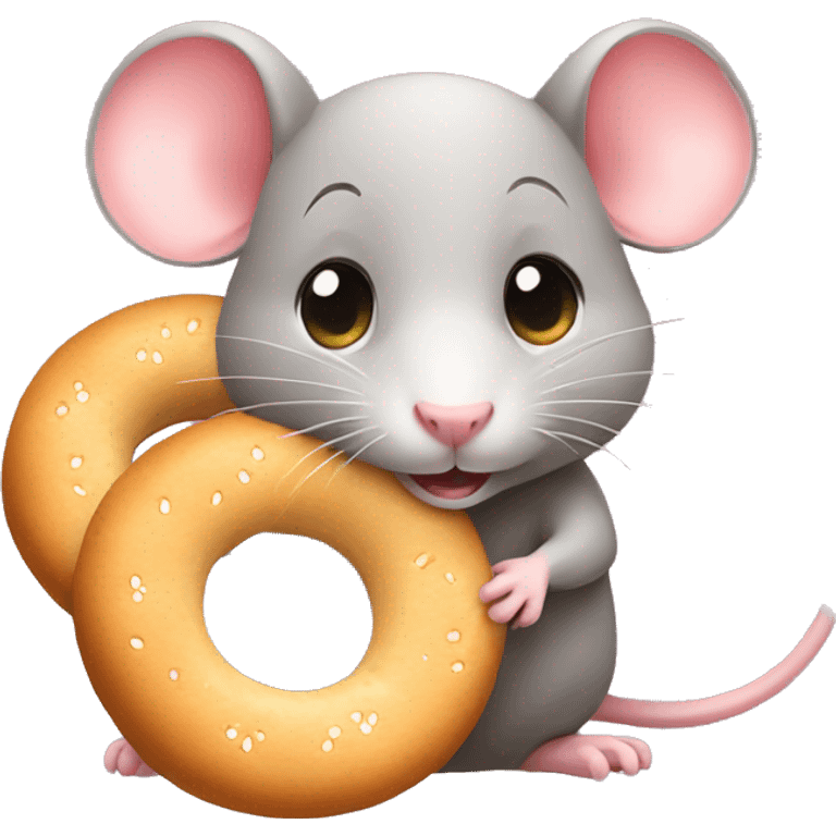 Cute Rat with bagel emoji