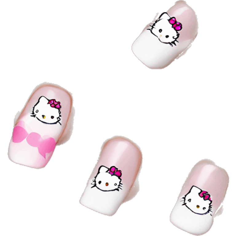 Hello kitty french nails emoji