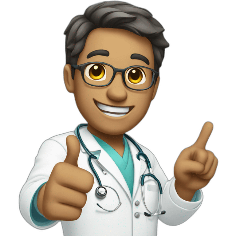 happy doctor pointing to his left side emoji