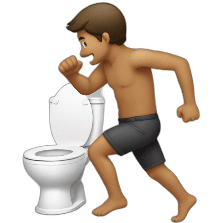 a man touch his butt and run to the toilet emoji