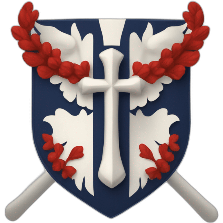 coat of arms, lower half red,upper half navy blue, white cross in the middle emoji