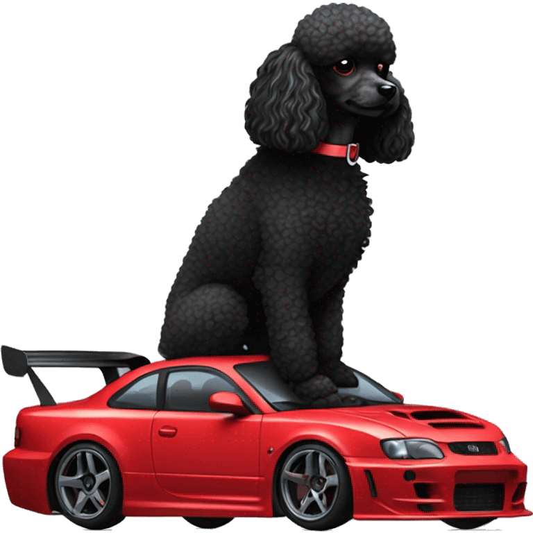 black toy poodle with s15 drift car emoji