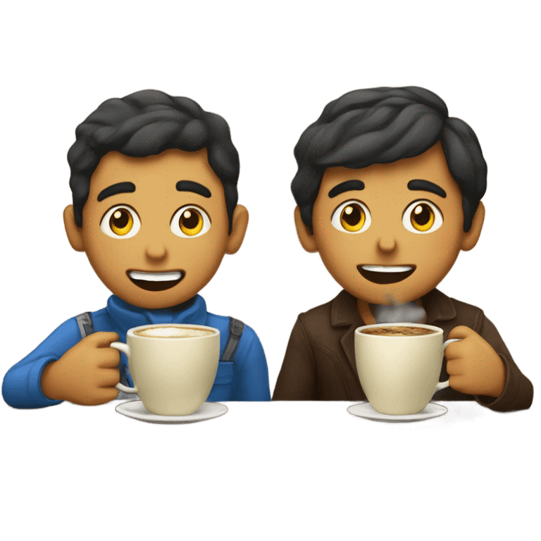 boys drinking coffee in cafe and the one on the left is Mexican emoji