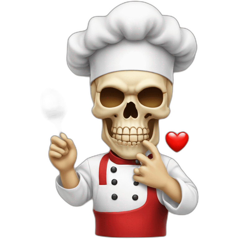 skull chef blowing a kiss heart emoji