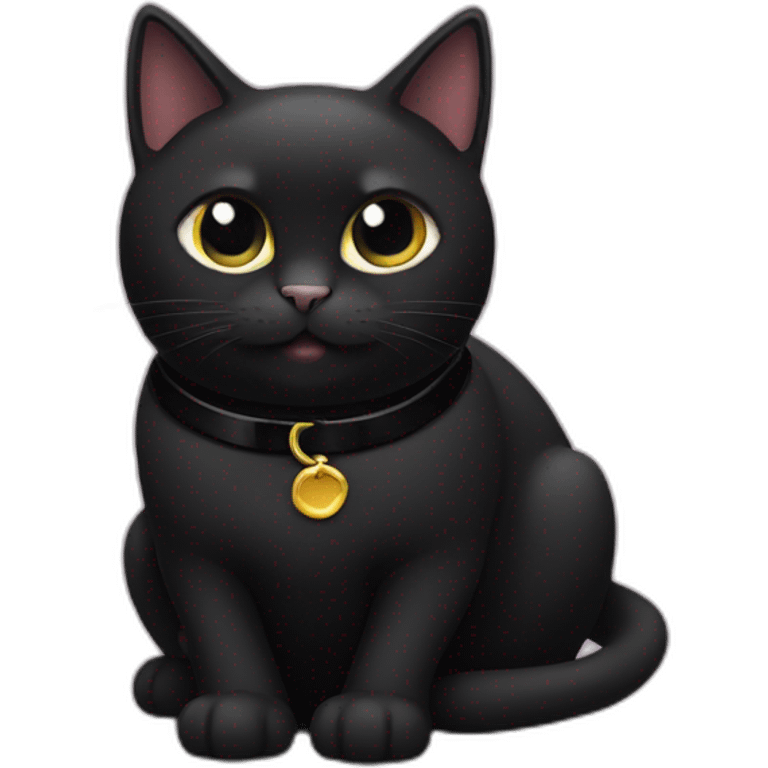 black cat in black collar in black bell emoji