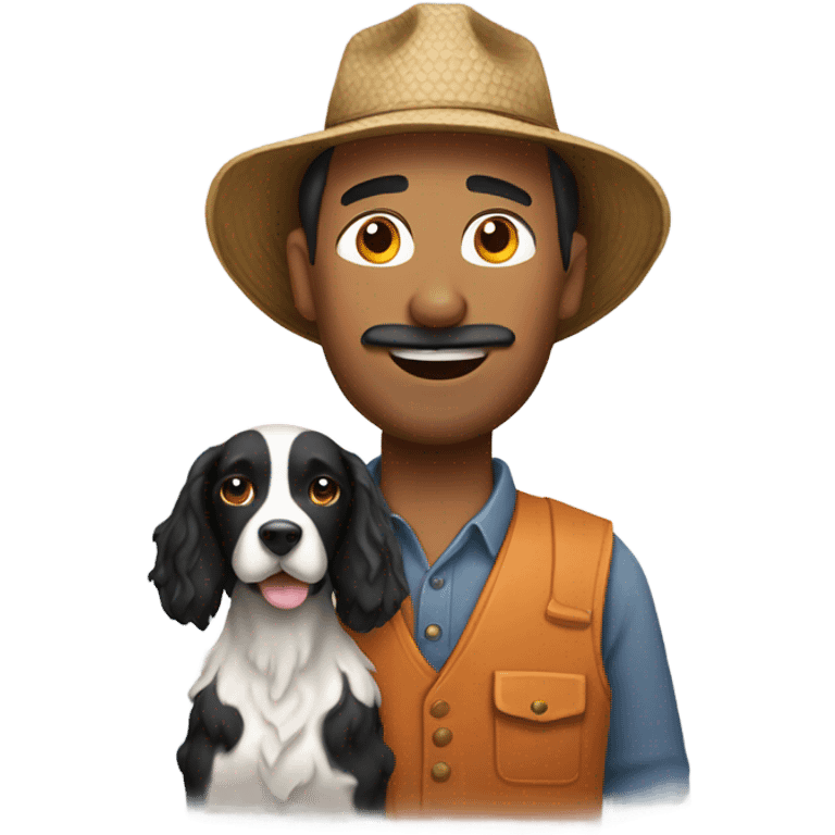 farmer man with springer spaniel  emoji