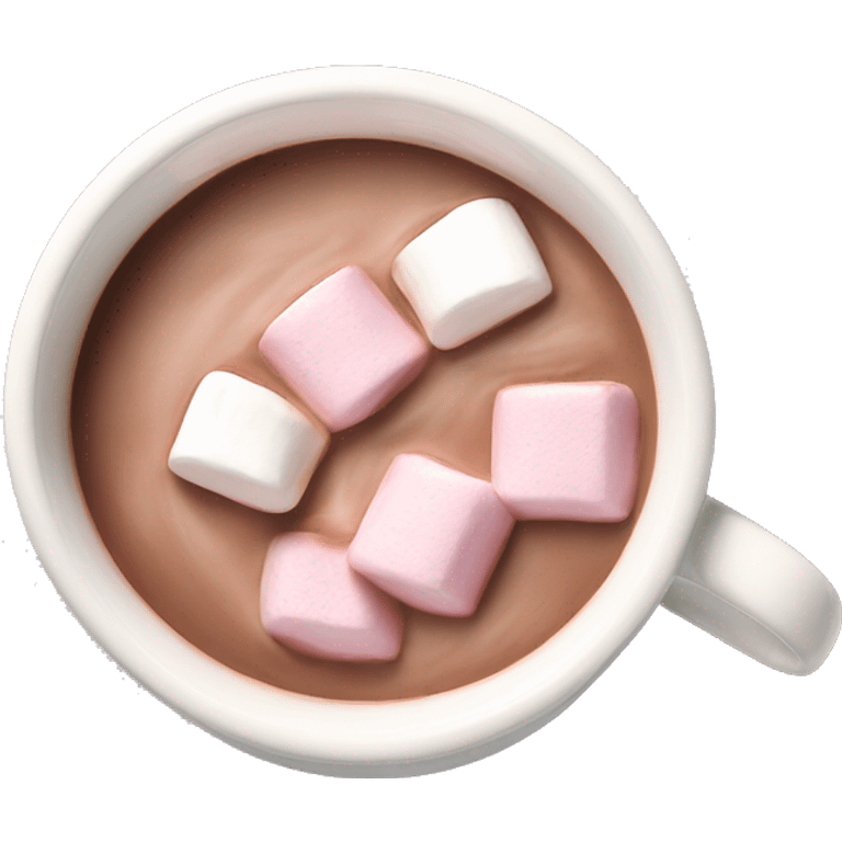 Light Pink mug of hot chocolate with marshmallows  emoji