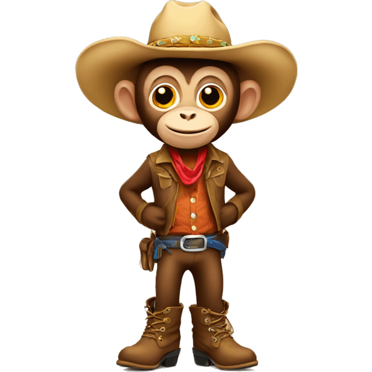 A monkey with cowboy boots and hat  emoji