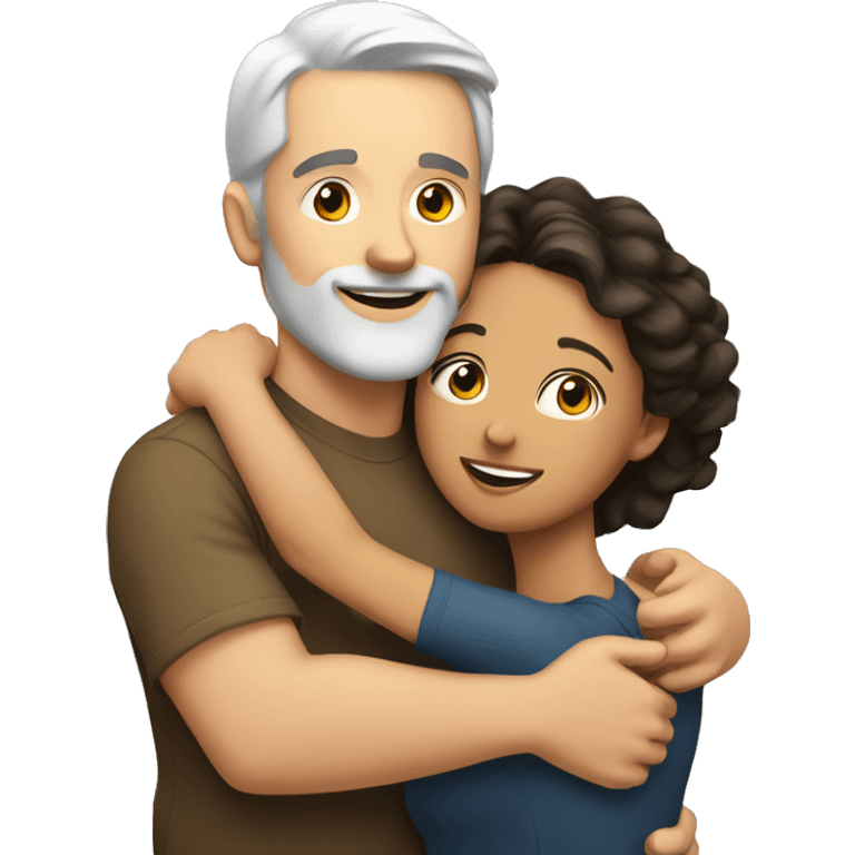 White man an hispanic woman hug each other emoji