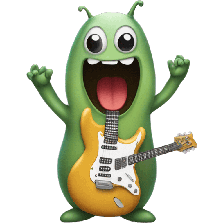 Happy slug playing electric guitar emoji