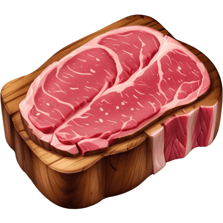 Cinematic thick-cut steak, perfectly seared with grill marks, a juicy pink center, rich and savory, warm glow, sizzling and mouthwatering, highly detailed and appetizing. emoji