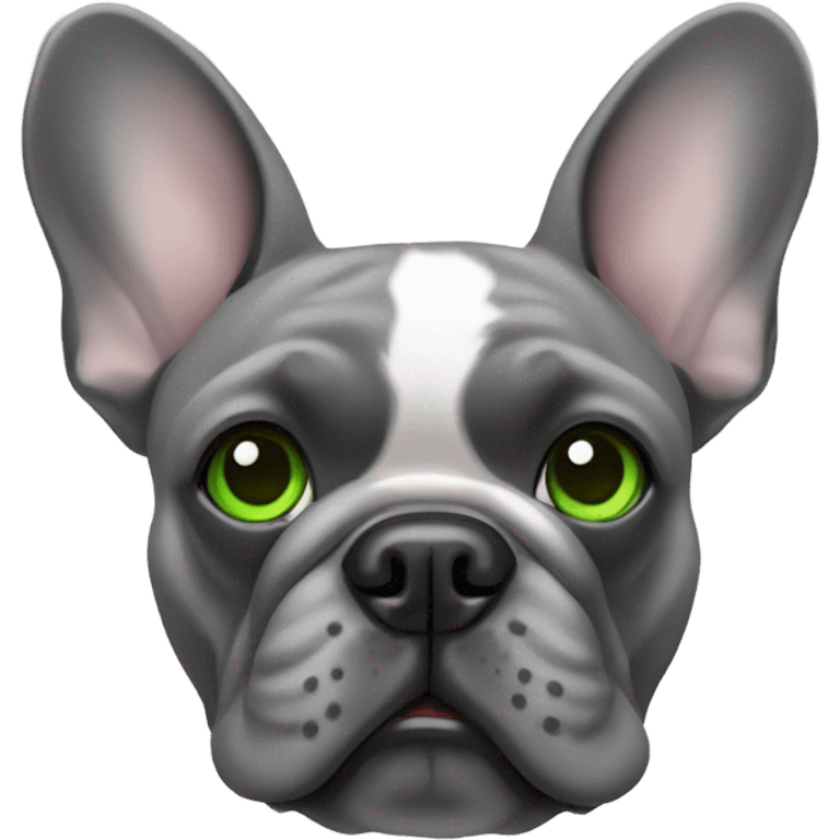 Gray French Bulldog with green eyes emoji