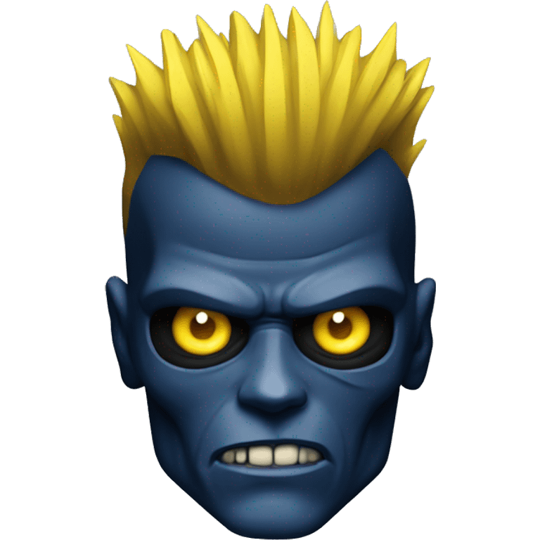 Terminator head with dark blue skin and yellow Mohawk  emoji