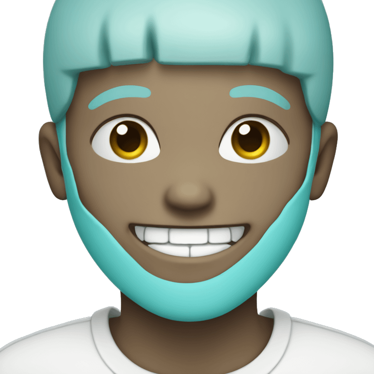 cyan colored smile e emoji