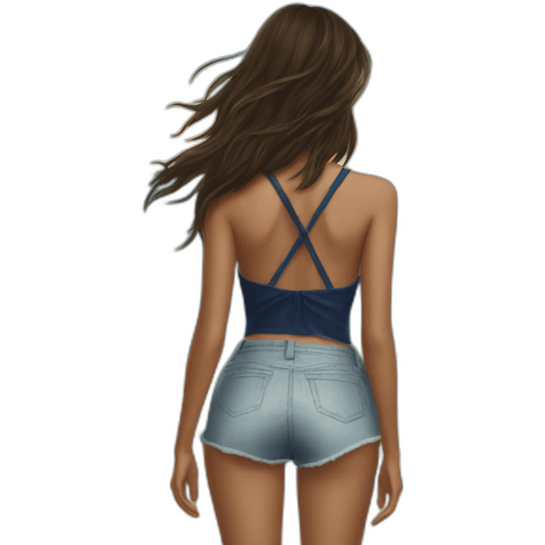 Nina Dobrev at the beach back view emoji