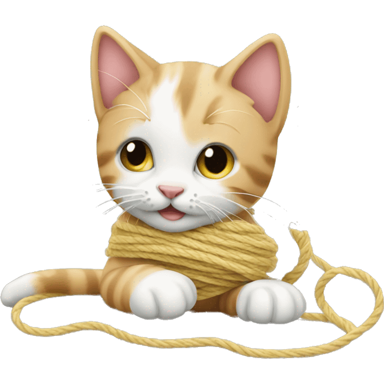 Kitten playing with yarn emoji