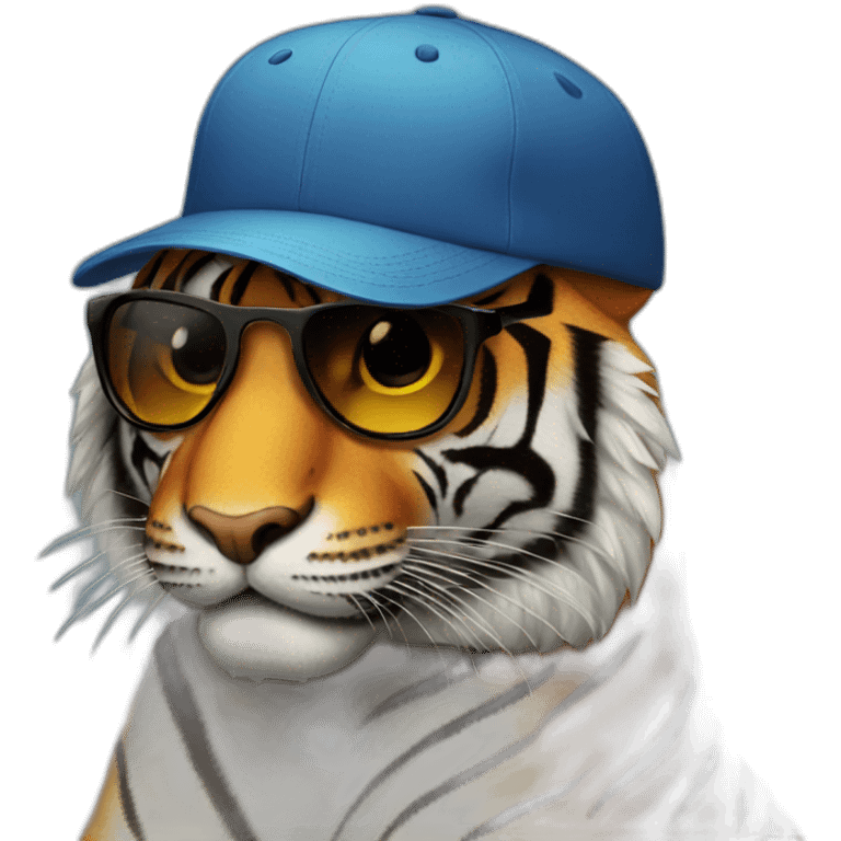 Tiger with sunglasses and cap emoji