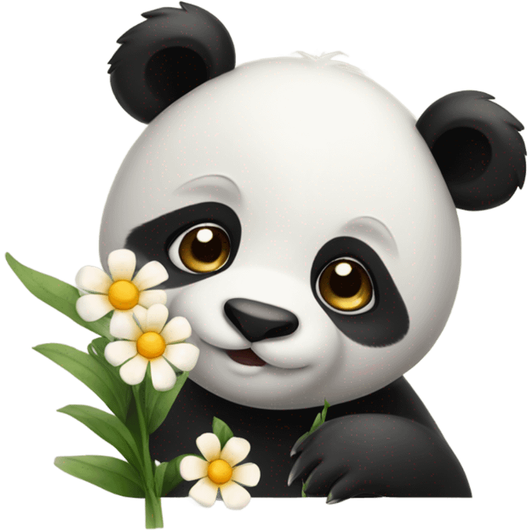 Panda kissing a flower emoji