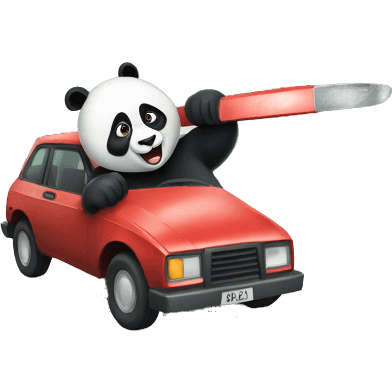 Panda fighting a car emoji