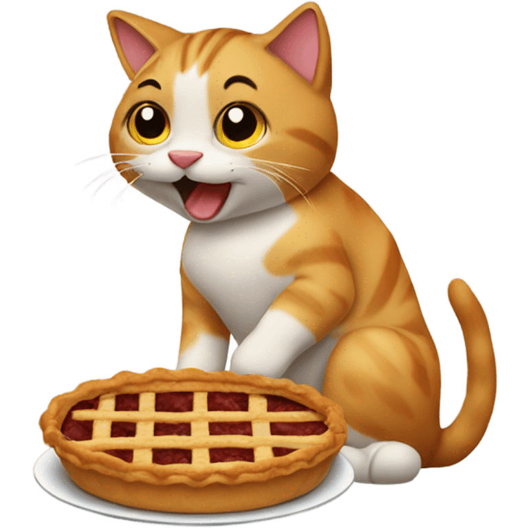 cat eating meat pie emoji