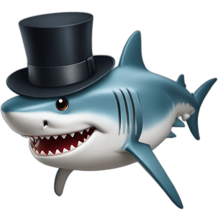 Shark with a top hat emoji