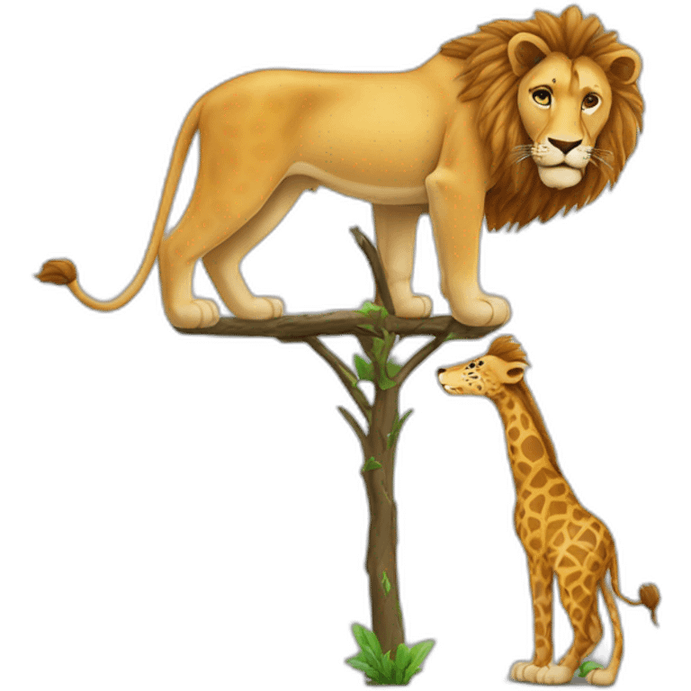 LIon sur une girafe emoji