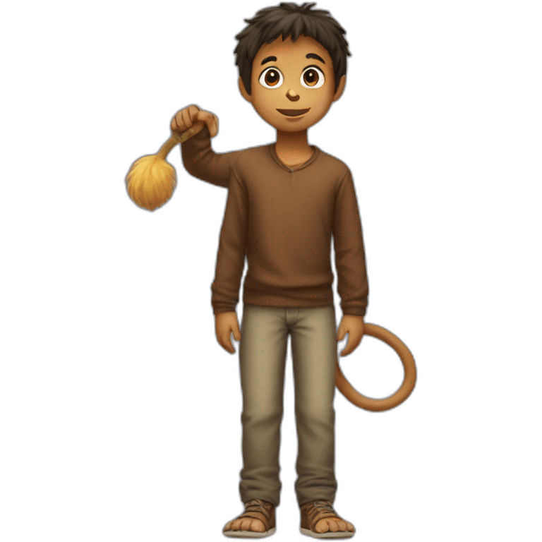 Boy with a Monkey's tail emoji