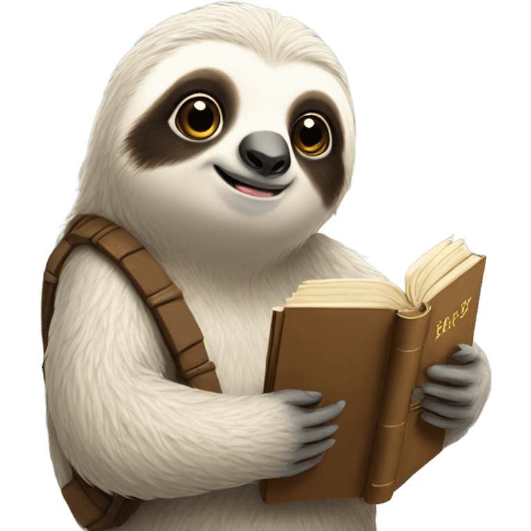 white sloth holding family Bible ￼ emoji