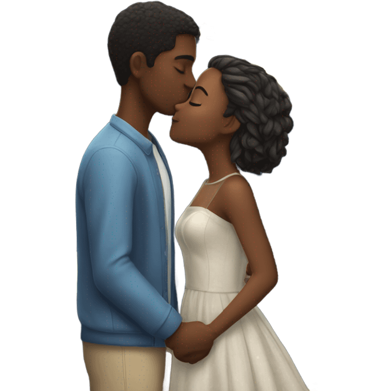 young beautiful couple kissing in the moonlight  emoji