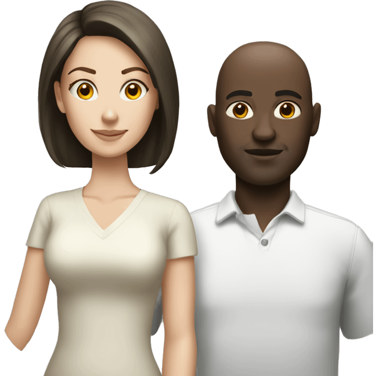 White brunette woman black bald man emoji