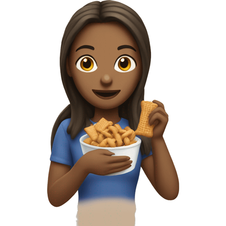 Girl eating Chex mix emoji