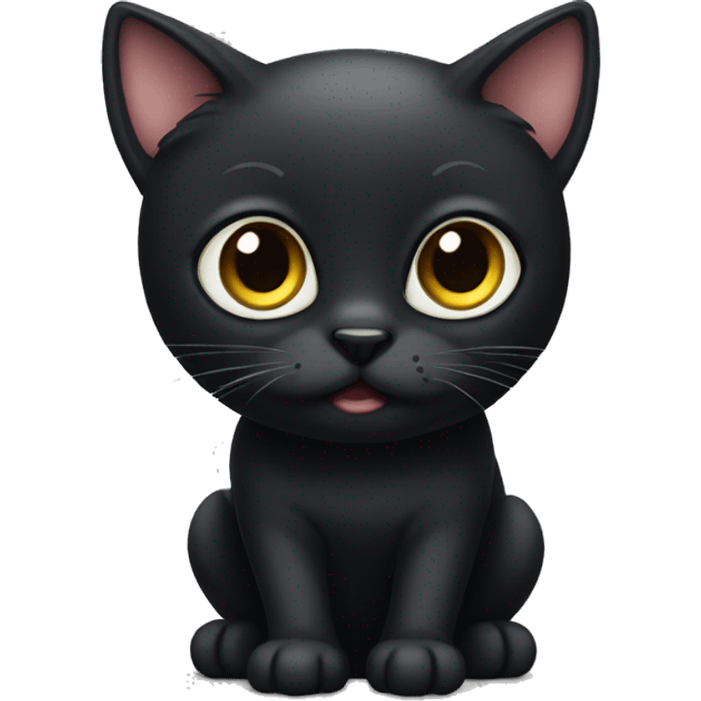 Cute black cat big eyes emoji