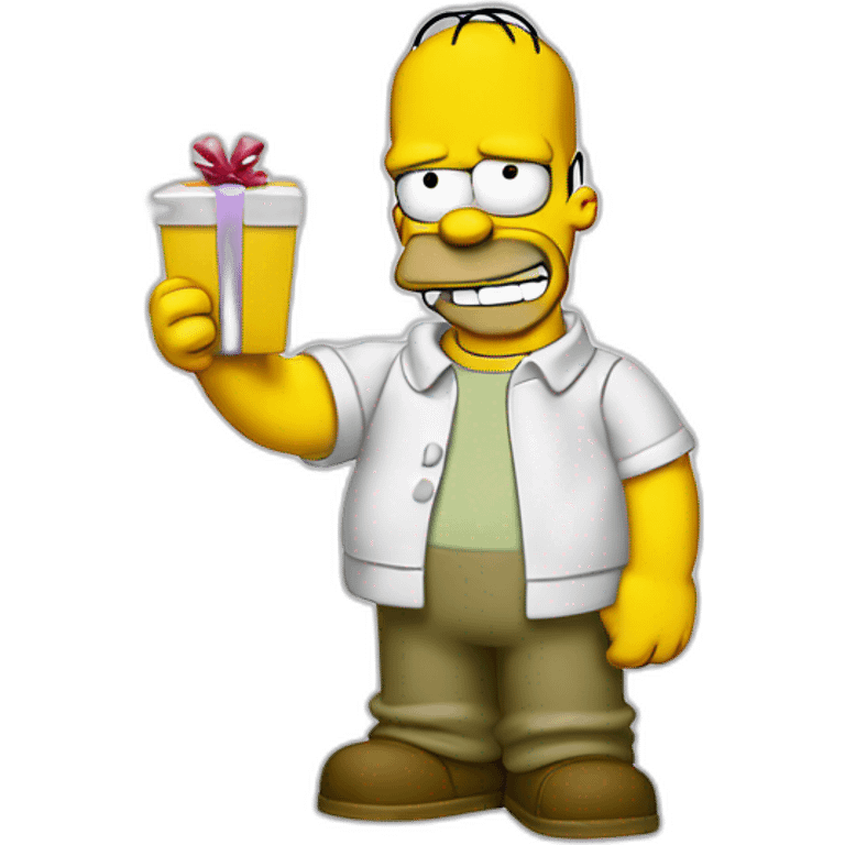 homer simpson giving a thumbs up and a gift emoji