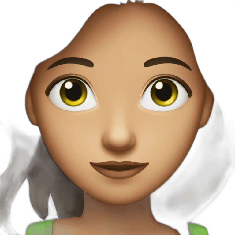 Fille brune avec yeux vert emoji