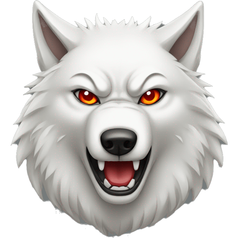 Angry white wolf with red eyes emoji