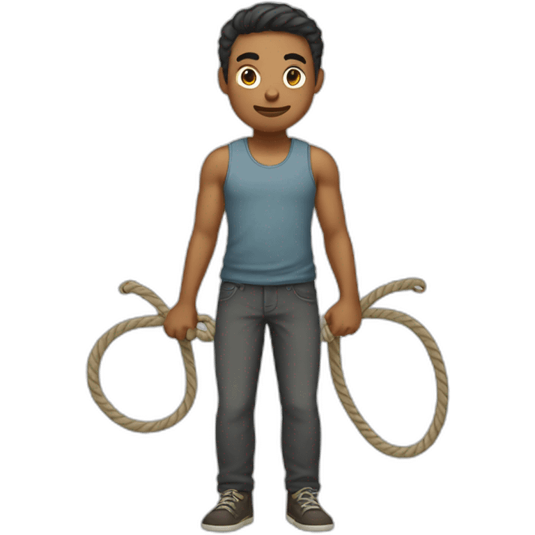 Short hair men with a rope emoji