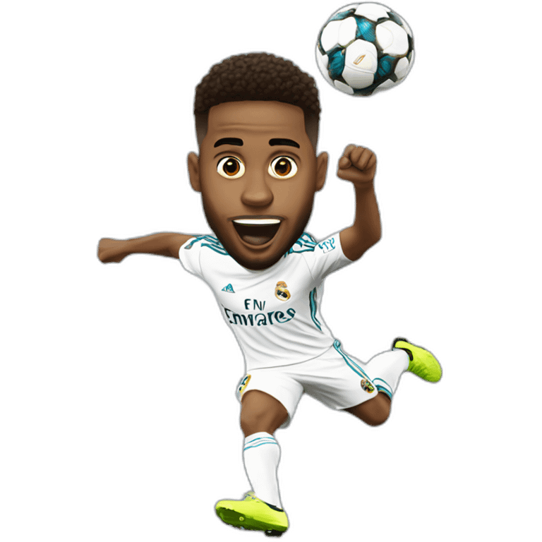 real madrid player jumping big head emoji