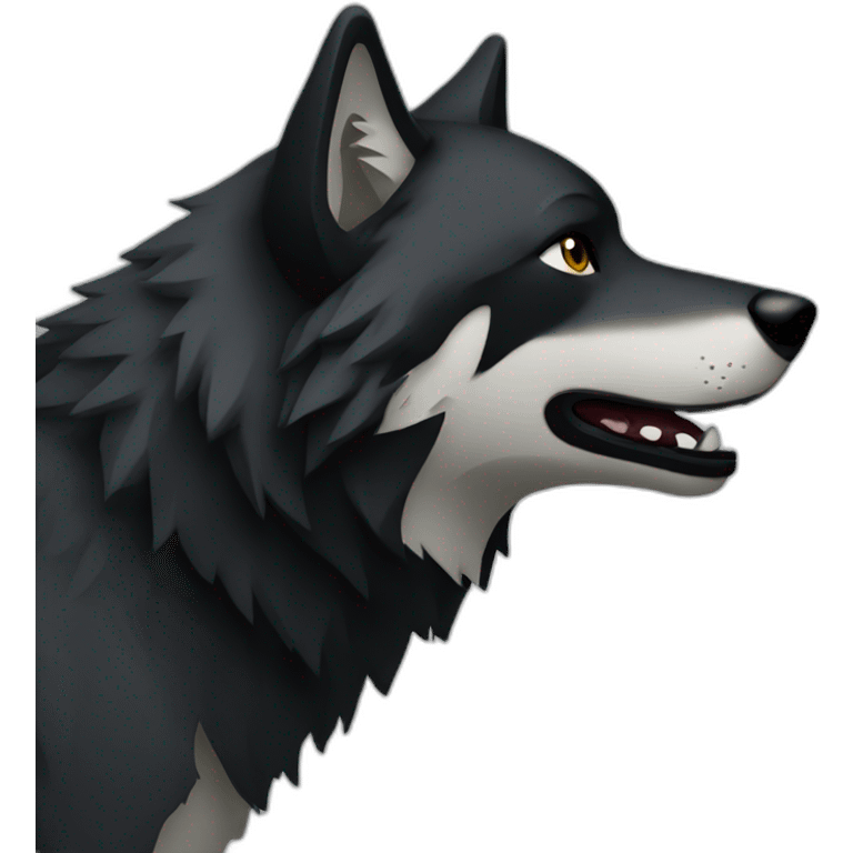 simple black wolf head in profile looking to right emoji