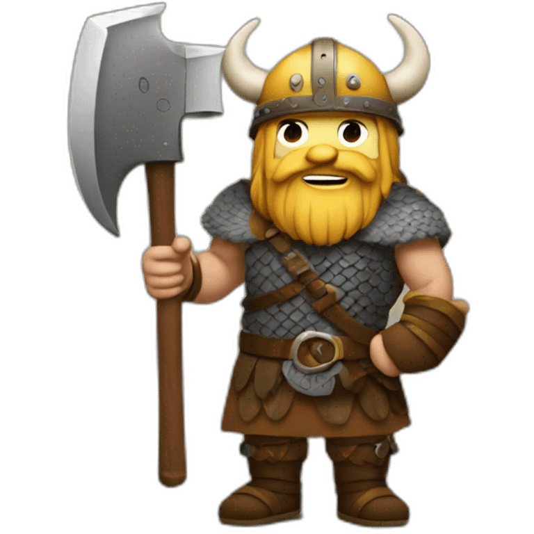 viking with a phone and an axe emoji