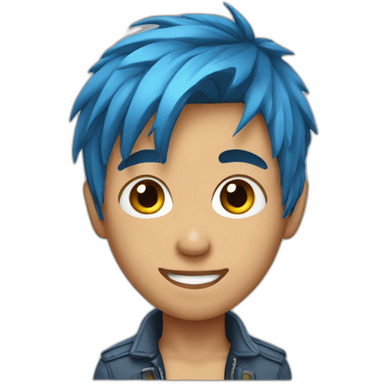 Boy,Side Cut Hair, Blue Hair emoji