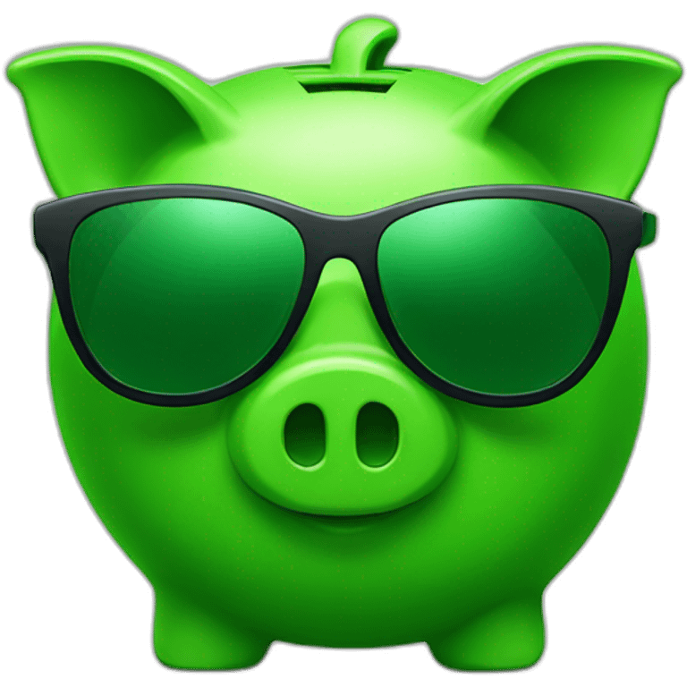 green piggybank with green sunglasses emoji